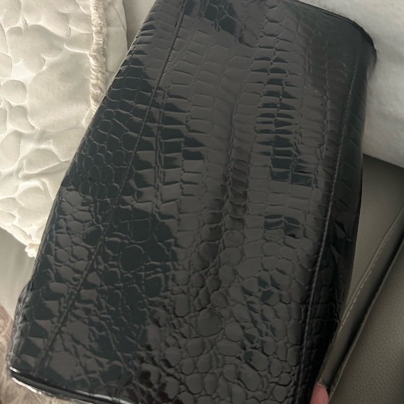 Patricia Field X Barbie Black/Gold Satchel Purse Faux Crocodile - Picture 4 of 5